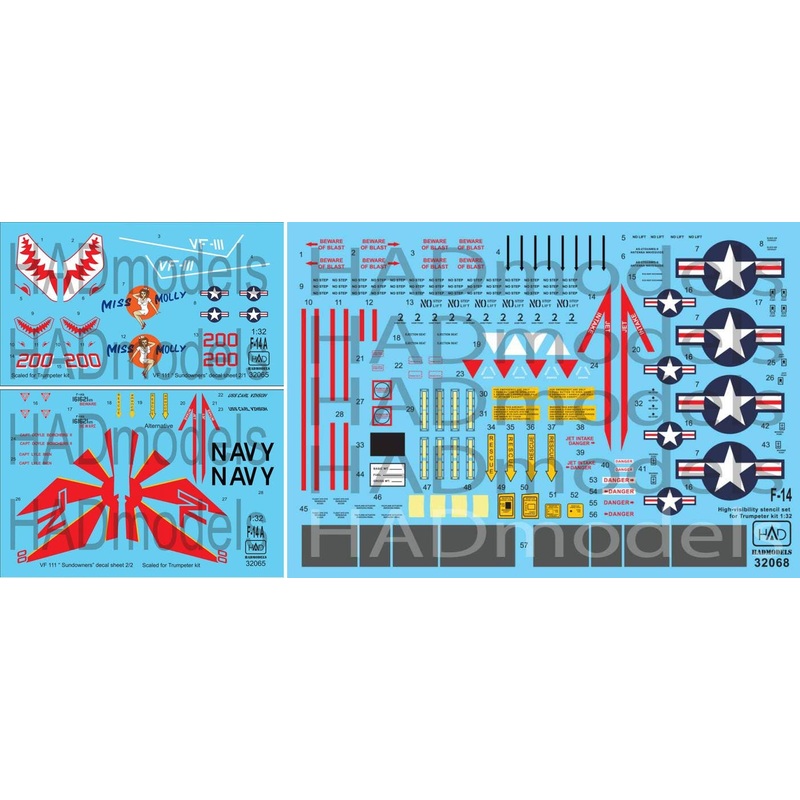 1/32 F-14A Miss Molly 32065 and 32062 with Stencils (3 sheets) (for Trumpeter)