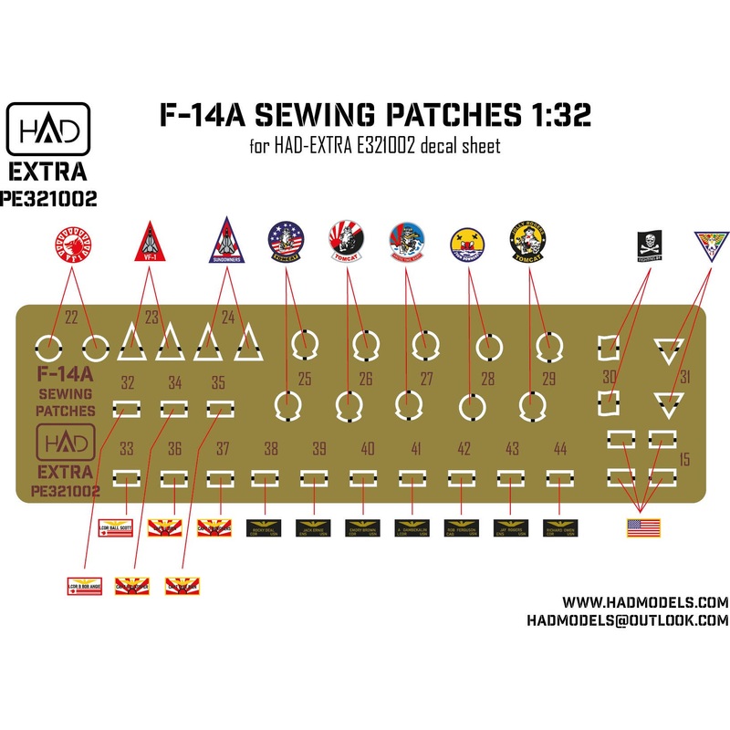 1/32 F-14A Sewing patches VF-1 VF-84 VF-111 Photo-etched part