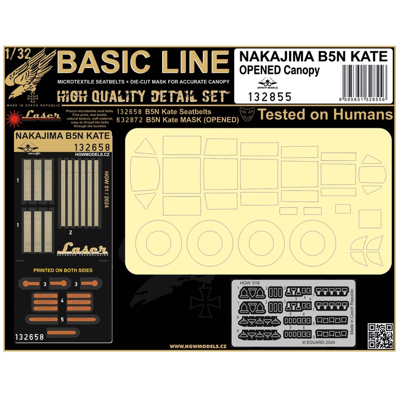 1/32 NAKAJIMA B5N KATE (OPENED CANOPY) Seatbelt (BASIC LINE: seatbelts + masks for Infinity Models)