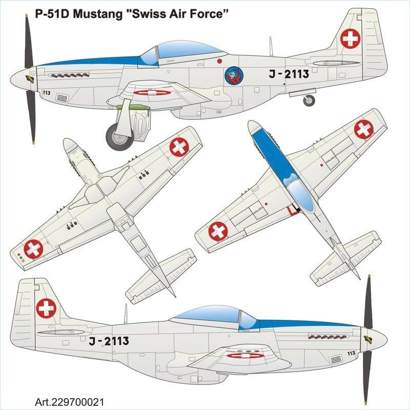 1/87 P-51D Mustang Schweizer Luftwaffe
