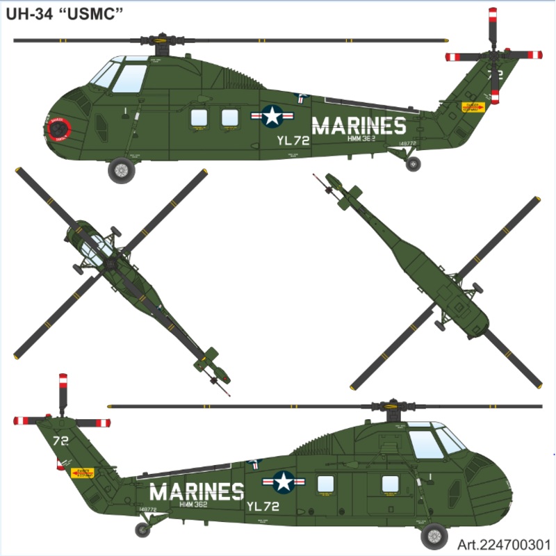 1/87 Sikorsky SH-34 Seahorse US-Marines Vietnam