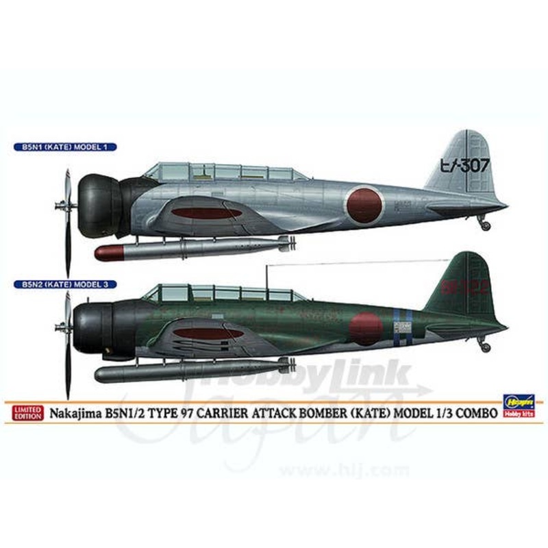 B-Grade Nakajima B5N1/2 Type 97 Carrier Attack Bomber (Kate) Model 1/3 Combo