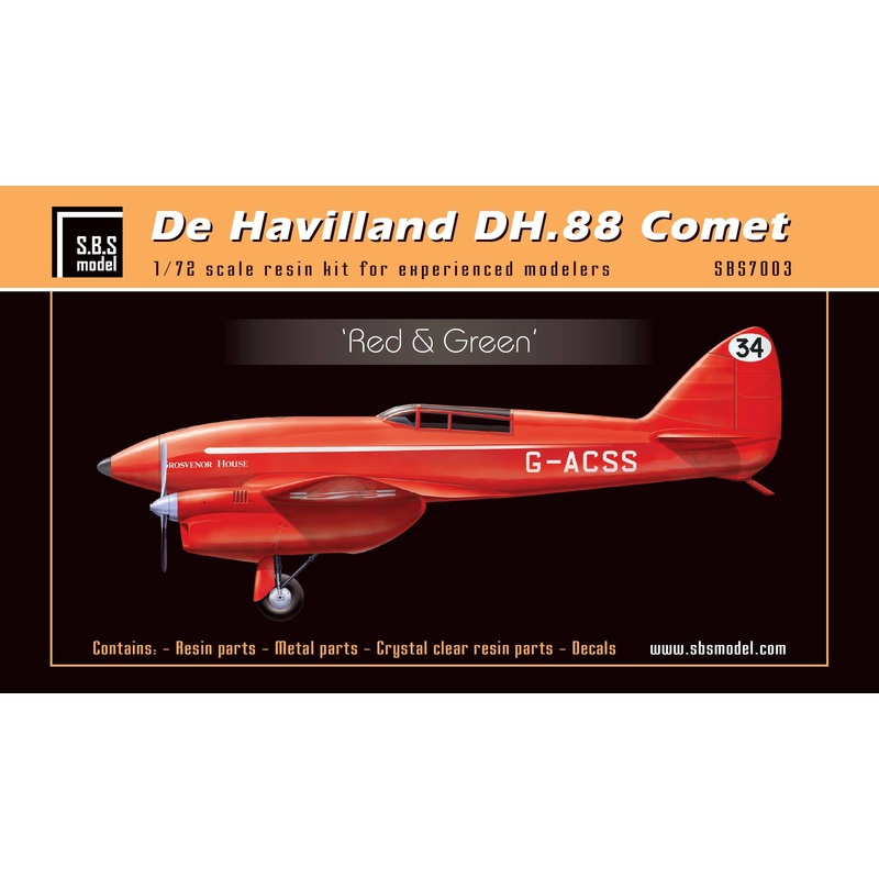 1/72 De Havilland DH-88 Comet 'Red & Green'
