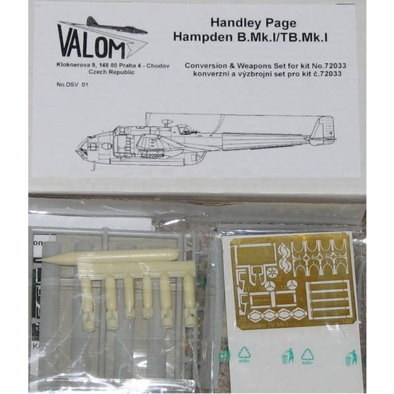 1/72 Hampden Conversion & Weapon Set (Open Bomb Bay, Bombs, Torpedo, Incl. P/E Parts)