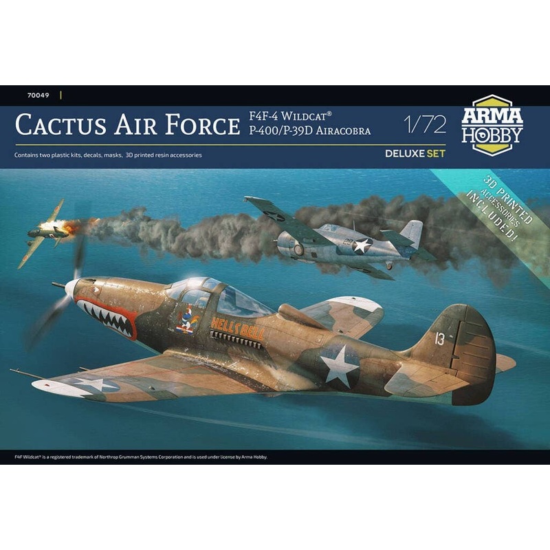 1/72 Cactus Air Force Deluxe Set - F4F-4 Wildcat(R) and P-400/P-39D Airacobra over Guadalcanal