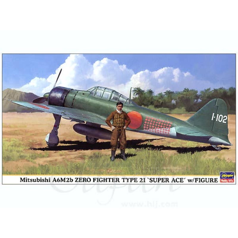 1/48 Mitsubishi A6M2b Zero Fighter Type 21 Super Ace w/Figure