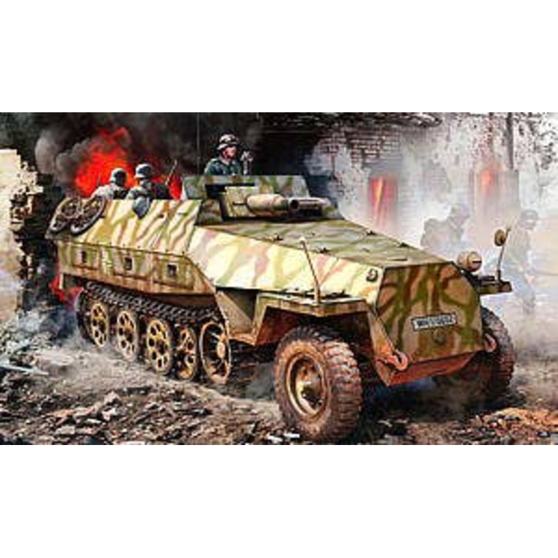 WWII German Sd.Kfz.251/9 D-type 7.5cm KwK37-equipped EZ truck/aluminum barrel/metal vehicle width pole/3D printed parts included, luxurious edition