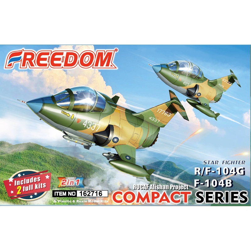 Compact Series: R/F-104G & T/F-104B ROCAF Alishan Project . Includes 2  Kits & Little Wolf Pilot Resin Kit 1