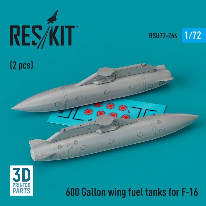 1/72 600 Gallon wing fuel tanks for F-16 (2 pcs) (3D Printed)