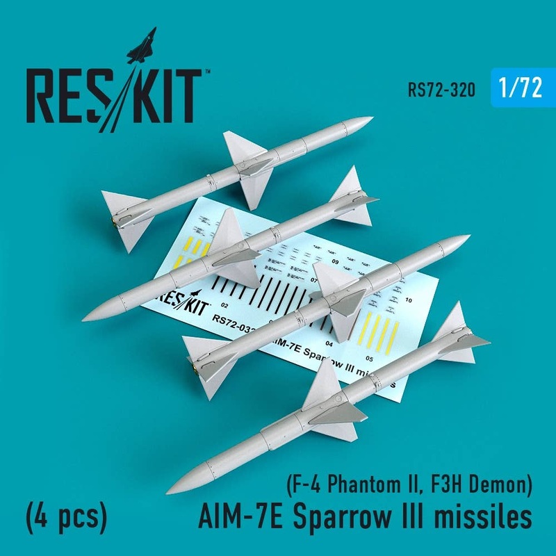 1/72 AIM7E Sparrow III missiles (4pcs) (F-4 Phantom II, F-3H Demon)