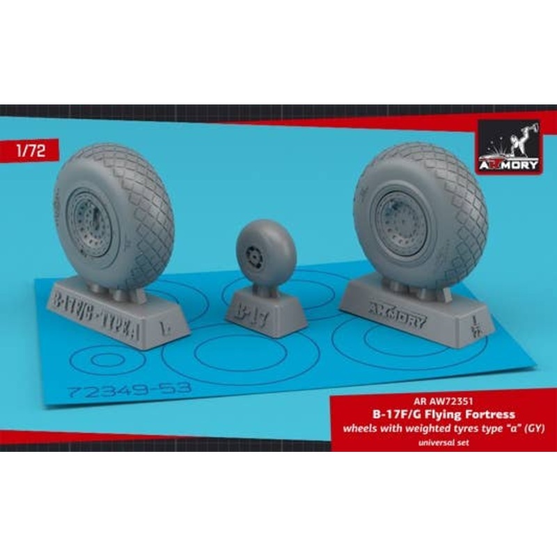 1/72 B-17F/G Flying Fortress wheels w/ weighted tires type "a" (GY)