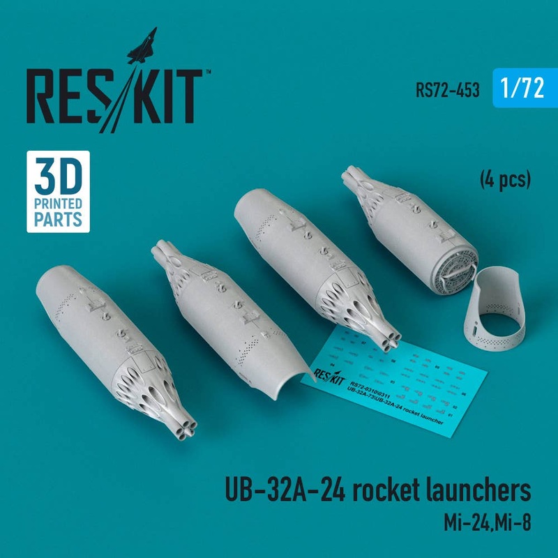1/72 UB-32A-24 rocket launchers (4 pcs) (Mi-24, Mi-8) (3D Printed)