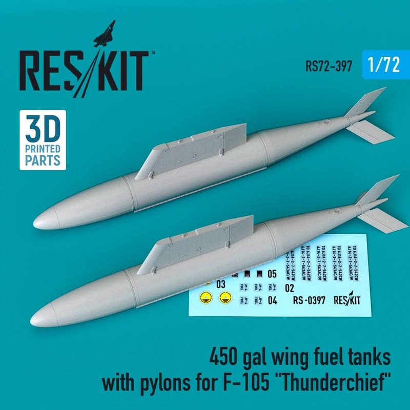 1/72 450 gal wing fuel tanks with pylons for F-105 Thunderchief (2 pcs)