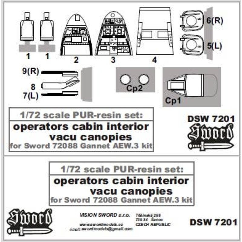 1/72 Gannet AEW.3 Operators Cabin Interior (for Sword)