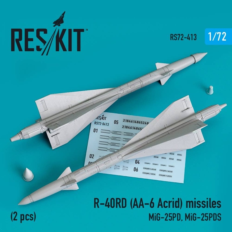 1/72 R-40RD (AA-6 Acrid) missiles (2 pcs) (MiG-25PD, MiG-25PDS) (3D printing)