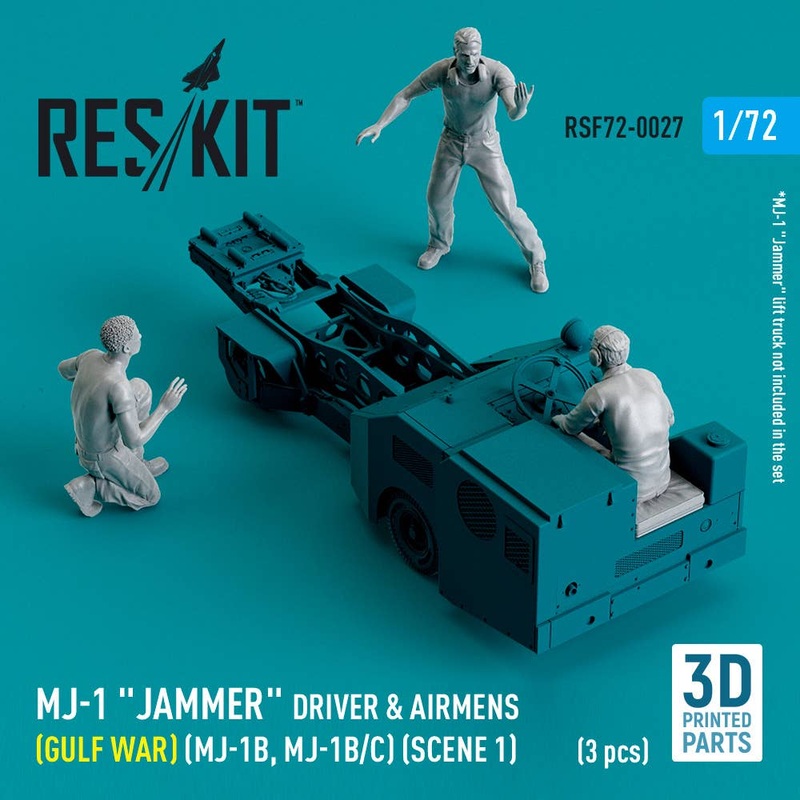 1/72 MJ-1 Jammer Driver & airmens (Gulf War) (MJ-1B, MJ-1B/C) (scene 1) (3 pcs) (3D Printed)