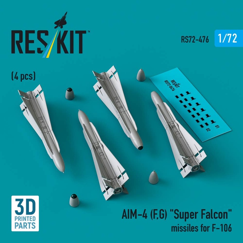 1/72 AIM-4 (F, g) Super Falcon missiles for F-106 (4 pcs)
