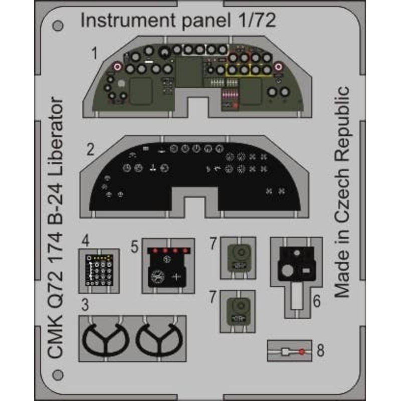 1/72 B-24 Liberator Instrument Panel (for Hasegawa kit)
