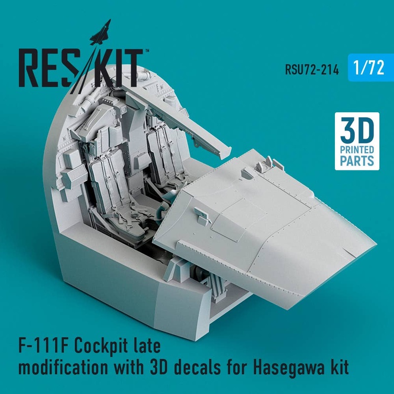 1/72 F-111F Cockpit late modification with 3D decals for Hasegawa kit (3D Printed)