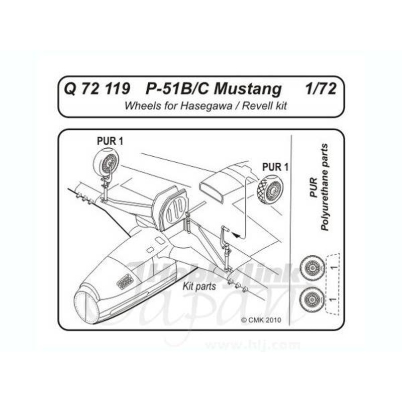 1/72 P-51B/C Mustang wheels for HAS/REV