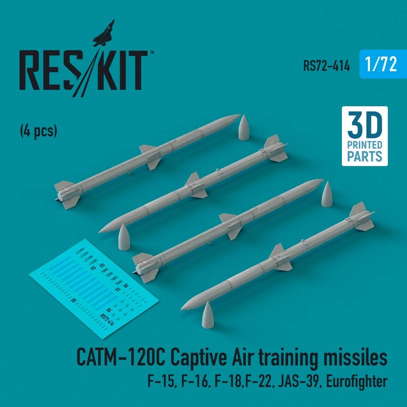 1/72 CATM-120C Captive Air training missiles (4 pcs) (F-15, F-16, F-18,F-22, JAS-39, Eurofighter) (3D Printed)