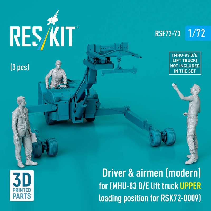 1/72 Driver & airmen (modern) (3 pcs) (MHU-83 D/E lift truck UPPER loading position for RSK72-0009) (3D Printed)