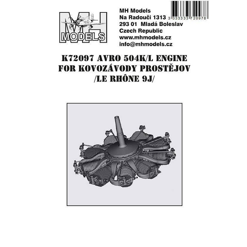 1/72 Le Rhone 9J for Avro 504K/L, for Kovozavody