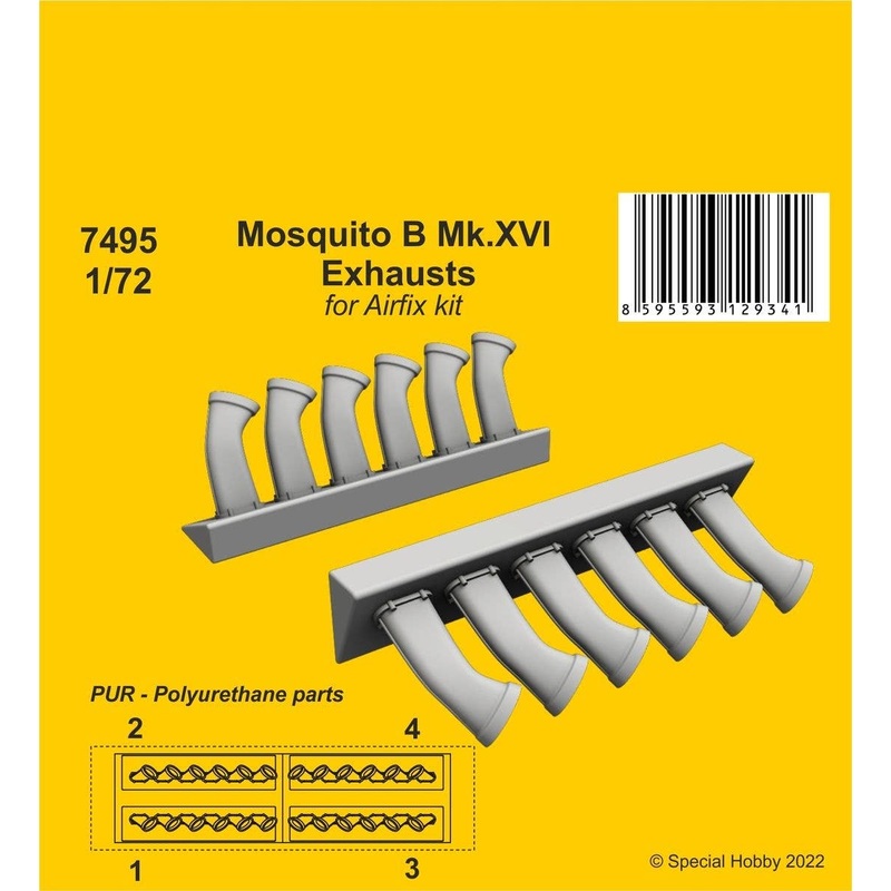 1/72 Mosquito B Mk.XVI Exhausts / for Airfix kit