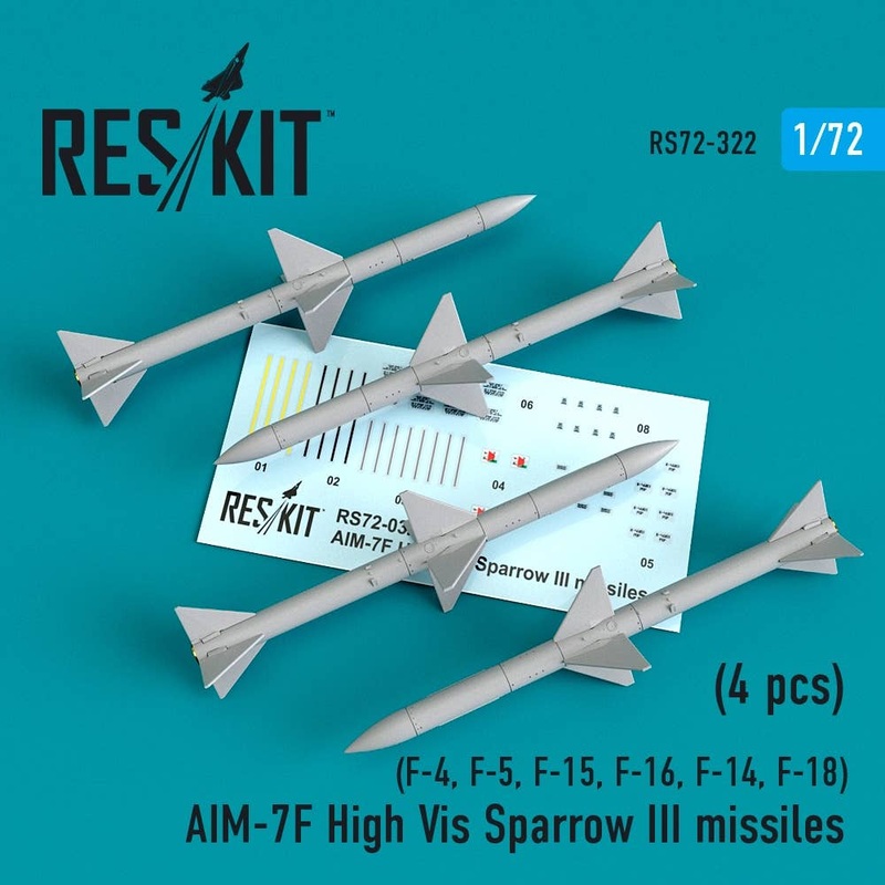 1/72 AIM7F High Vis Sparrow III missiles (4pcs) (F-4, F-5, F-15, F-16, F-14, F-18)
