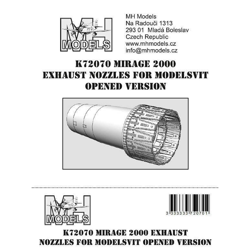 1/72 Mirage 2000 exhaust nozzles for Modelsvit opened version