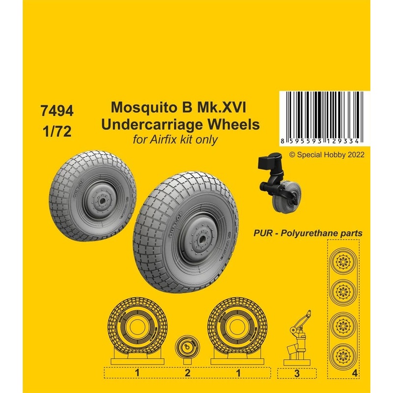 1/72 Mosquito B Mk.XVI Undercarriage Wheels / Airfix kit only