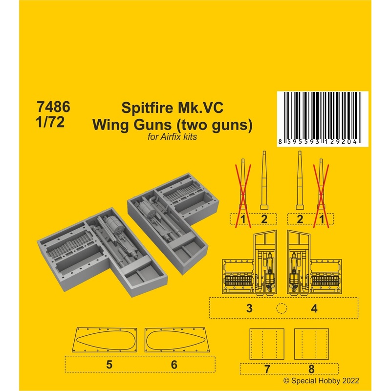 1/72 Spitfire Mk.VC Wing Guns (two guns) for Airfix kit