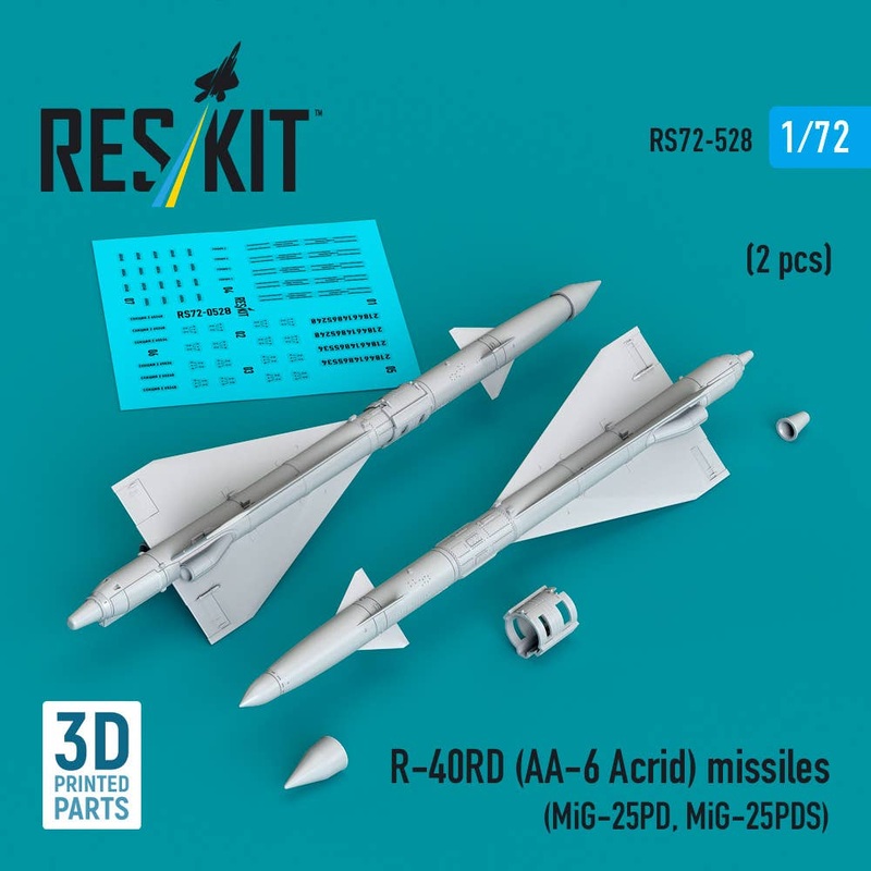 1/72 R-40RD (AA-6 Acrid) radar missiles (for MiG-25PD, MiG-25PDS, 2 pcs)