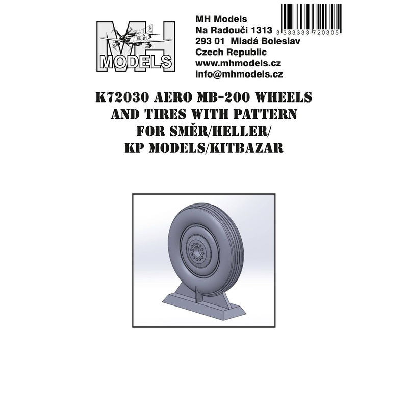 1/72 Aero MB-200 Wheels and Tires with Pattern for Smer / Heller / KPM / Kitbazar