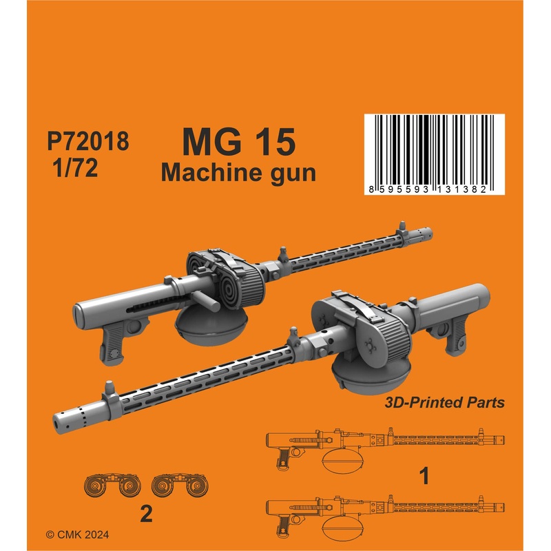 1/72 MG 15 German WWII Machine gun (2 pcs)