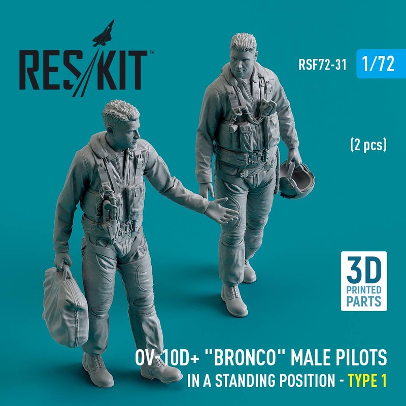 1/72 OV-10D+ Bronco male pilots (in a standing position - type 1) (2 pcs) (3D Printed)