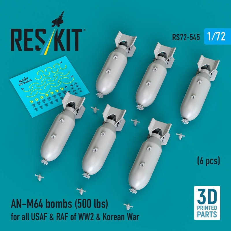 1/72 AN-M64 bombs (500 lbs) WW2 & Korean War (6 pcs) (3D Printed)