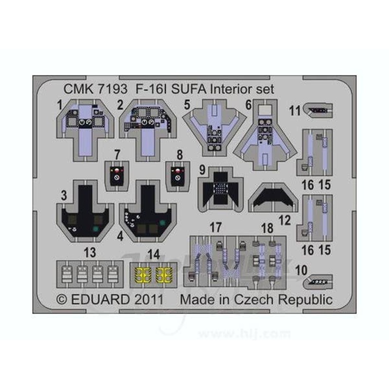 1/72 F-16I SUFA Interior Set (for Hasegawa/Kinetic)