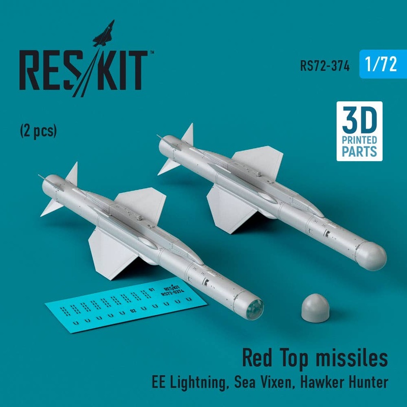 1/72 Red Top missiles (2 pcs) (EE Lightning, Sea Vixen, Hawker Hunter) (3D Printed)