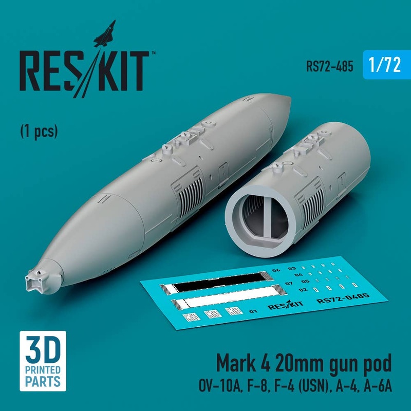 1/72 Mark 4 20mm gun pod (1 pcs) (OV-10A, F-8, F-4 (USN), A-4, A-6A) (3D Printed)