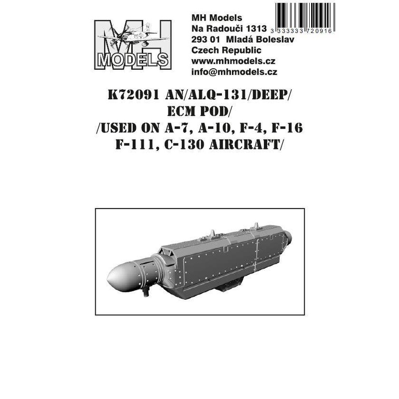1/72 AN/ALQ-131 (deep) ECM pod (Used on A-7, A-10, F-4, F-16, F-111, C-130 aircraft.)