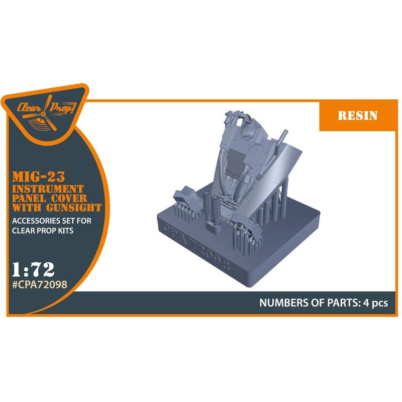 1/72 MiG-23 Instrument panel cover with gunsight for Clear Prop kits