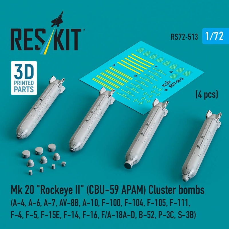 1/72 Mk 20 Rockeye II (CBU-59 APAM) Cluster bombs (4 pcs)
