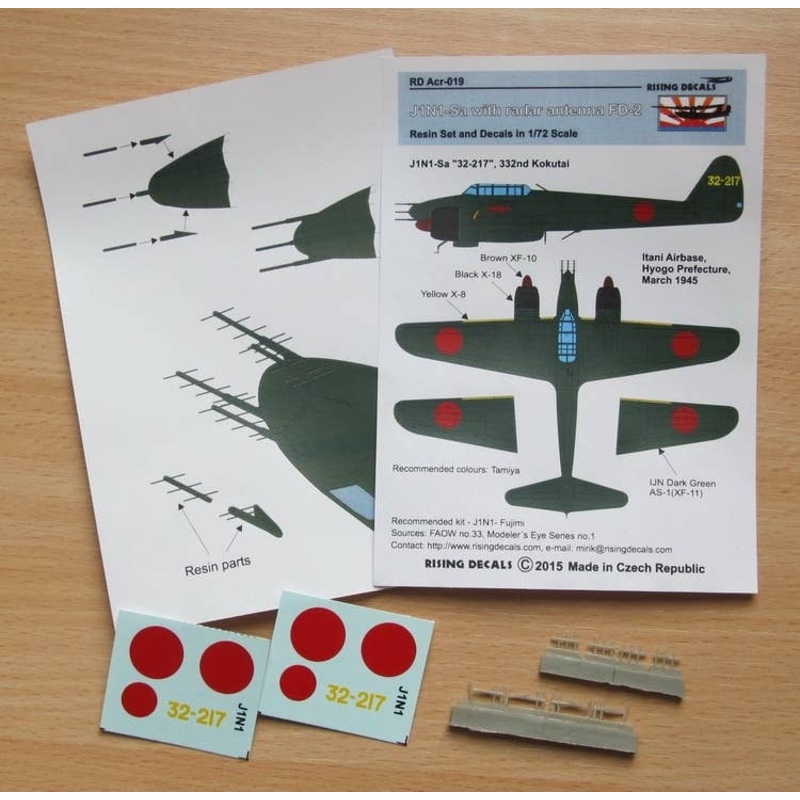 1/72 Nakajima J1N1-Sa 32-217 FD-2 Radar Antenna (Resin & Decals)