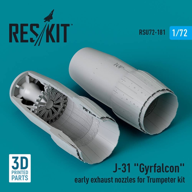 1/72 J-31 Gyrfalcon early exhaust nozzles for Trumpeter kit (3D Printed)