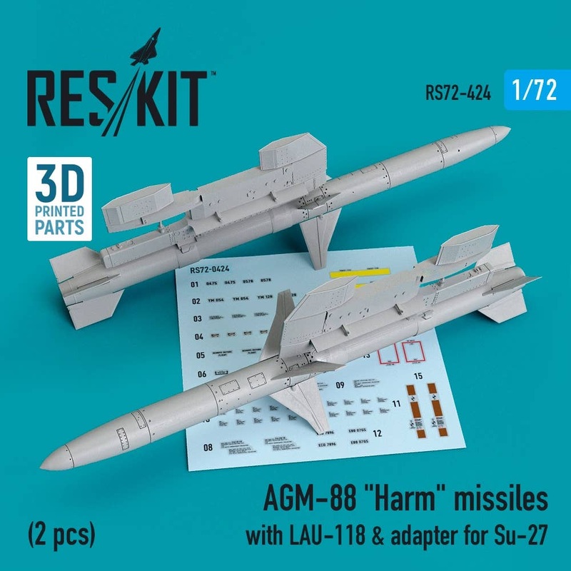 1/72 AGM-88 Harm missiles with LAU-118 & adapter for Su-27 (2 pcs)
