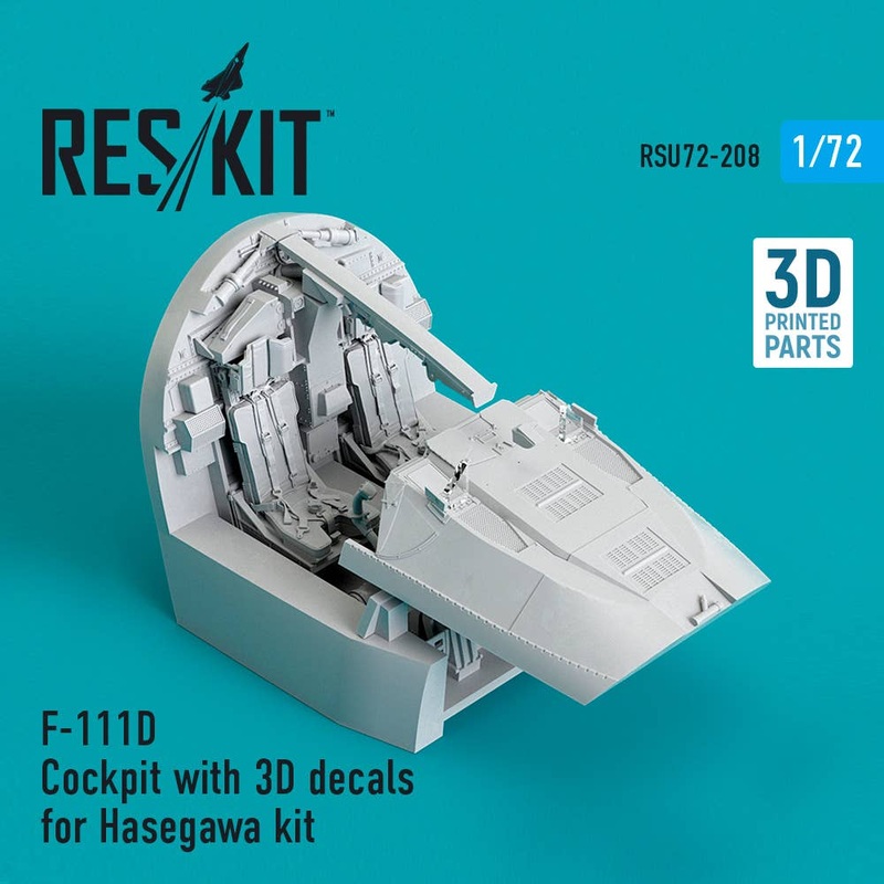1/72 F-111D Cockpit with 3D decals for Hasegawa kit (3D Printed)