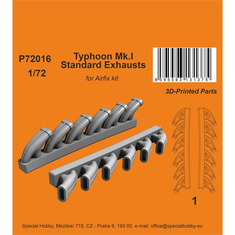 1/72 Typhoon Mk.I Standard Exhausts for Airfix kit