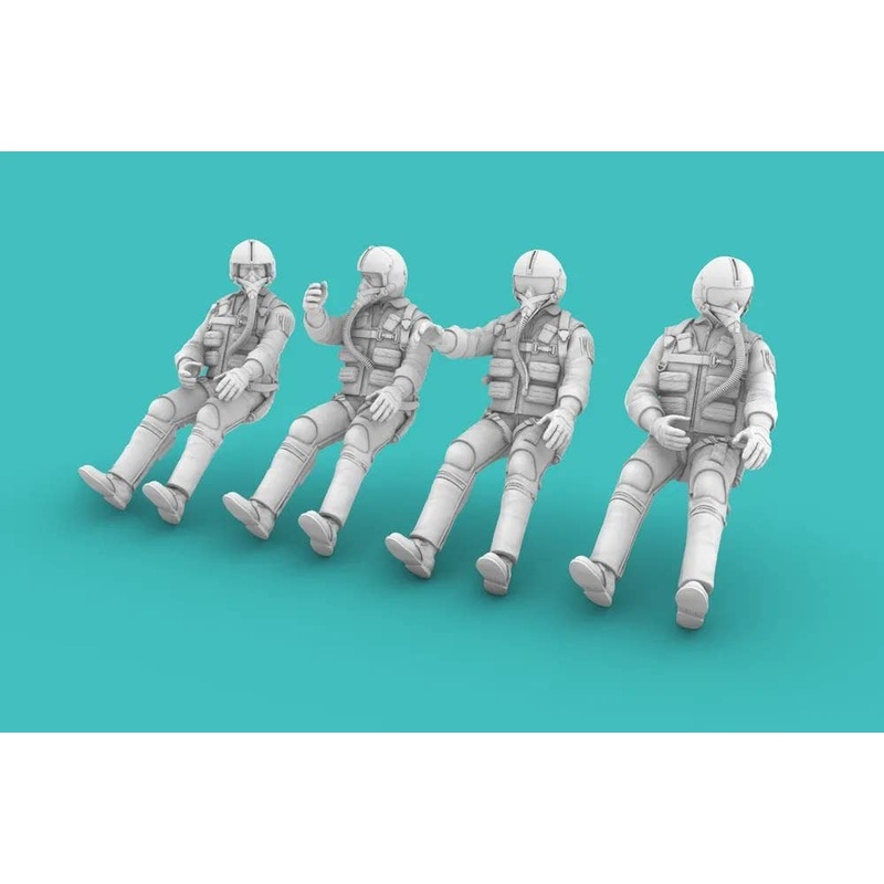 1/72 Vietnam War Era American Pilots sitting (set of 4x)