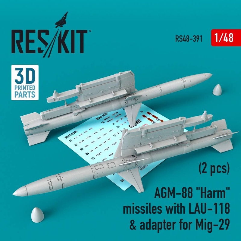 1/48 AGM-88 Harm missiles with LAU-118 & adapter for Mig-29 (2 pcs)